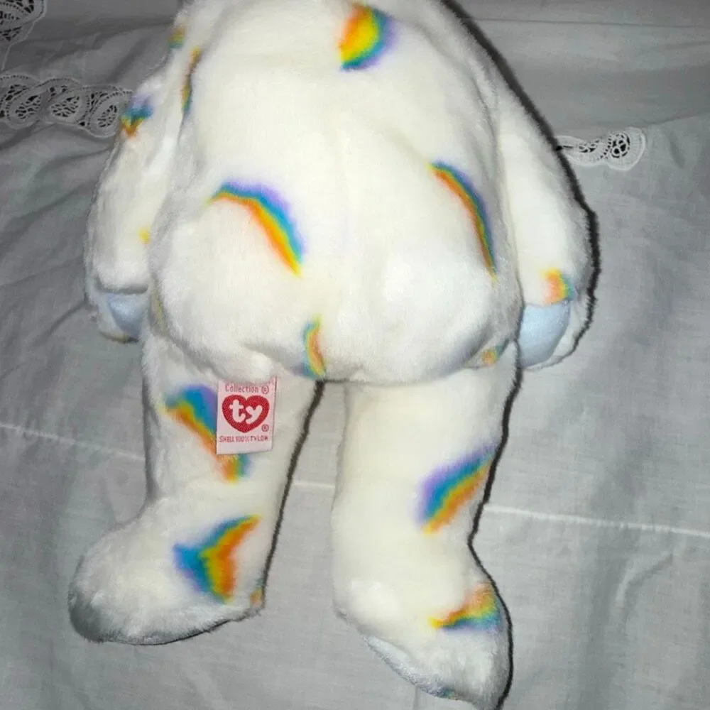Rare 2002 Ty Beanie Buddy Cheery 15” Rainbow Sun Bear – Mint with Embroidered Ty